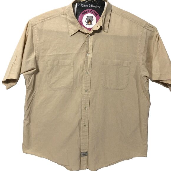 Lawton Harbor Button Shirt Mens 2XL Cream Check Short Sleeve Cotton - Picture 1 of 8